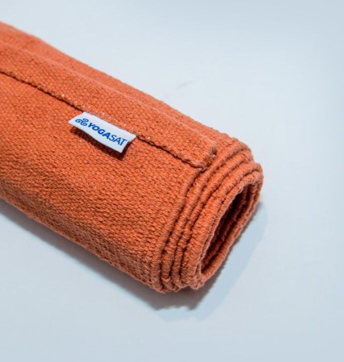 Covor YogaSat din bumbac, Portocaliu cu broderie 7 Chakre