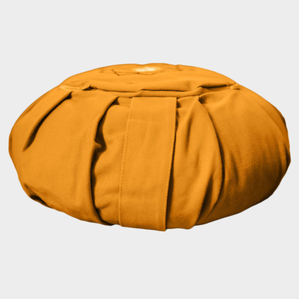 Pernă rotundă YogaSat cu hrișcă, galben mustar cu broderie Manipura Chakra, premium quality - Image 6